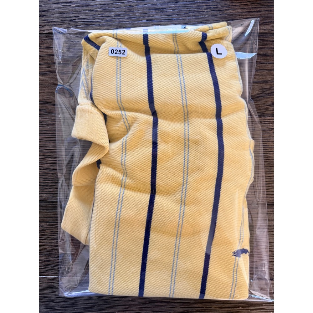 Polo Ralph Lauren Mens XL Yellow Striped Short Sleeve Cotton Pique Polo Shirt - Picture 7 of 7